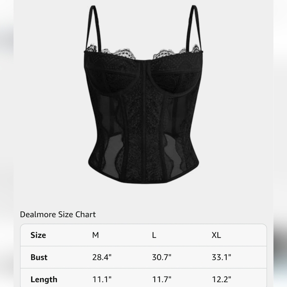 Dealmore Black Corset Tank Size Large Grunge Mesh Lace - Picture 13 of 13